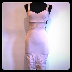Nude bodycon dress with cutouts